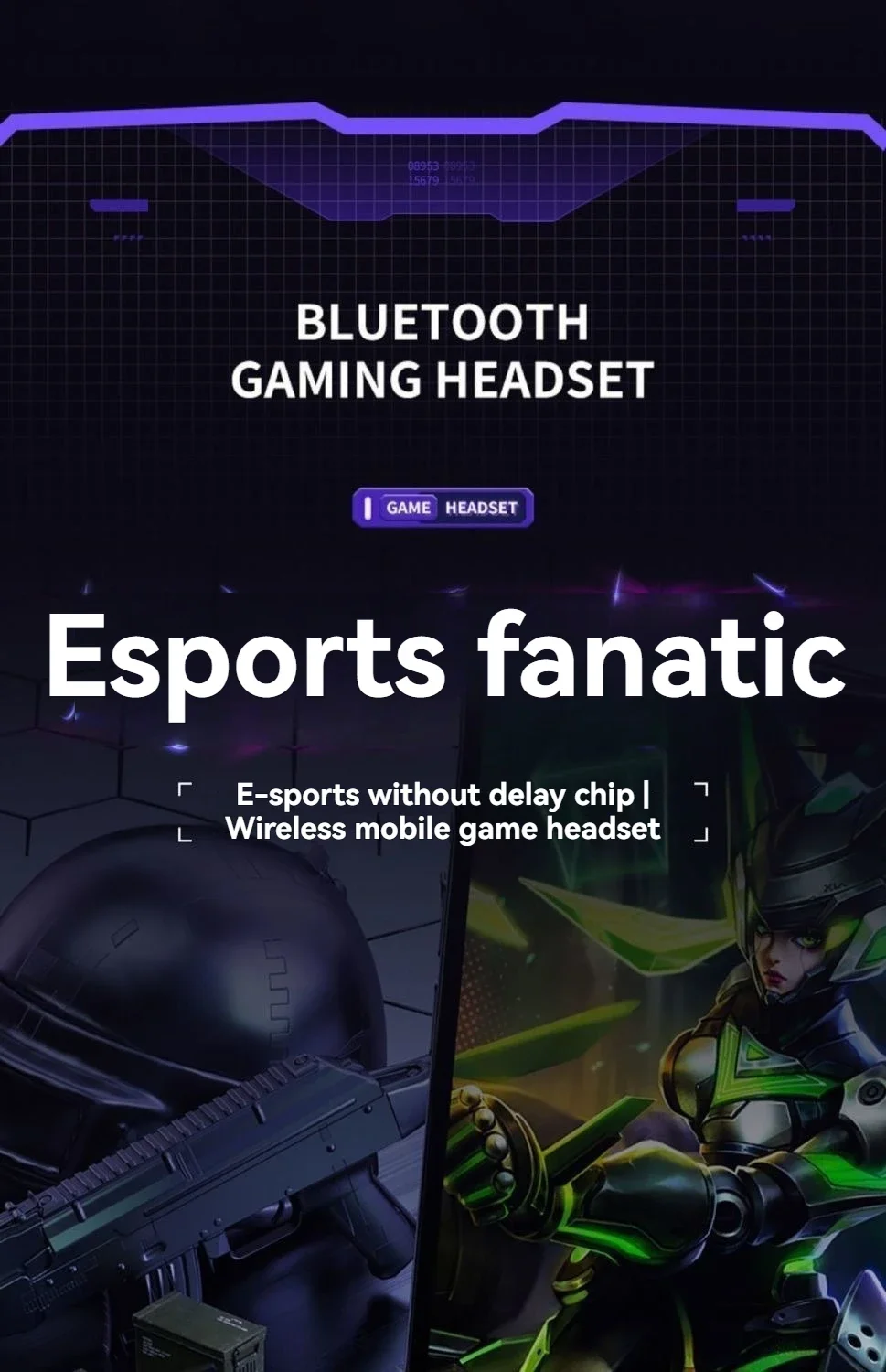 X15 tws gaming trådlösa bluetooth hörlurar med led display_voghion.com