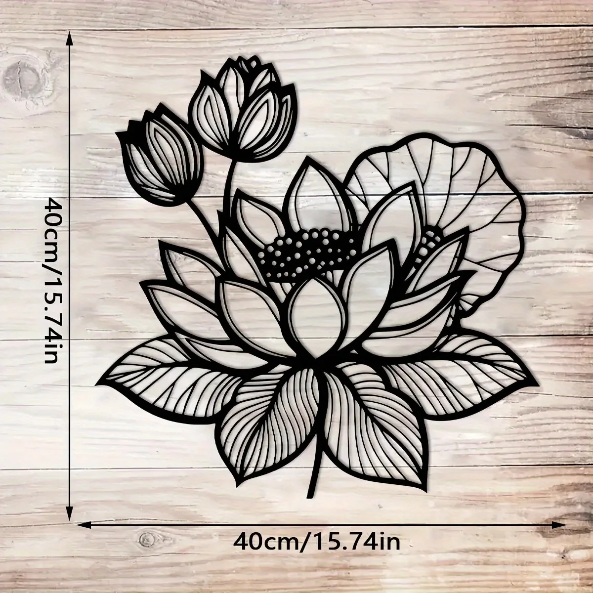 Elegant Black Lotus Sculpture with Berries and Leaves, Premium Hollow Metal Craftsmanship for Home and Garden Decor