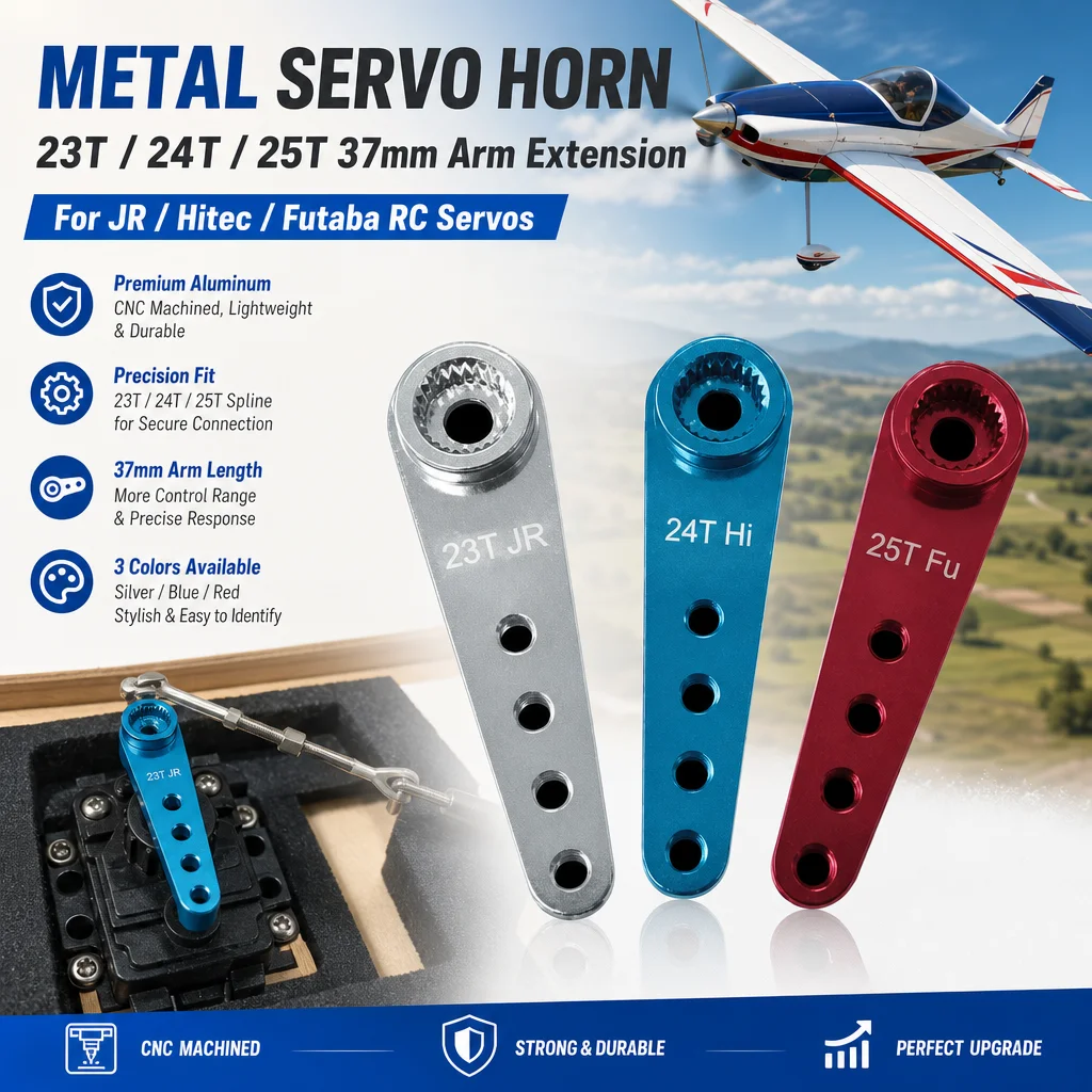 XAERO CNC Metall Servo Horn 23T/24T/25T 37mm Arm Verlängerung für 1/10 RC Auto Boot JR Hitec Futaba RC Zubehör Ersatzteile