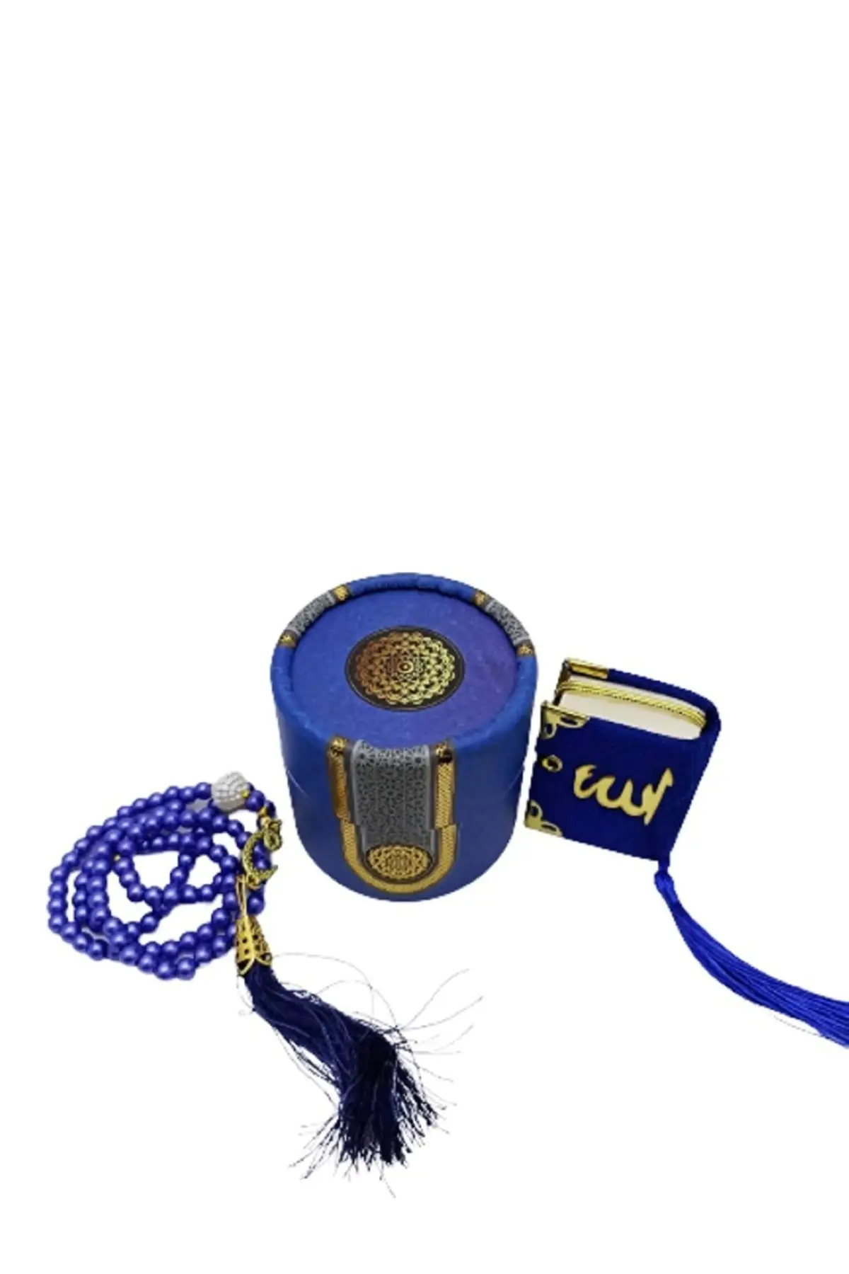 

Mini Cylinder Boxed Mevlit Gift Set Navy Blue (mini Quran pearl Tasbih 99)