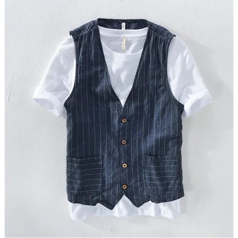 Gilet di lino estivo da uomo - immagine 3