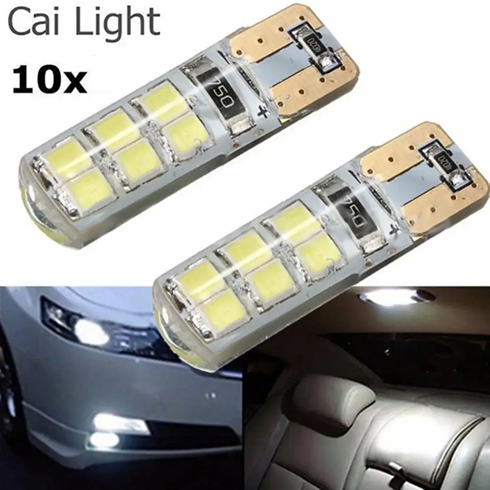 

10 шт., суперъяркие Автомобильные светодиодные лампы T10 194 W5W COB 2835 SMD 12 светодиодов Canbus h7