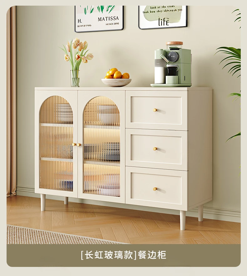 

Simple rattan storage cabinet, household kitchen cupboard against the wall, light luxury entrance storage cabinet
