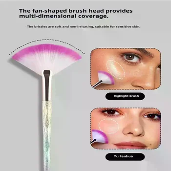 Pennello per trucco a forma di ventaglio per fard piatto grande per evidenziare Pennello per cipria in polvere in polvere Pennello per il viso coreano morbido e accogliente anche strumenti di colore per le donne