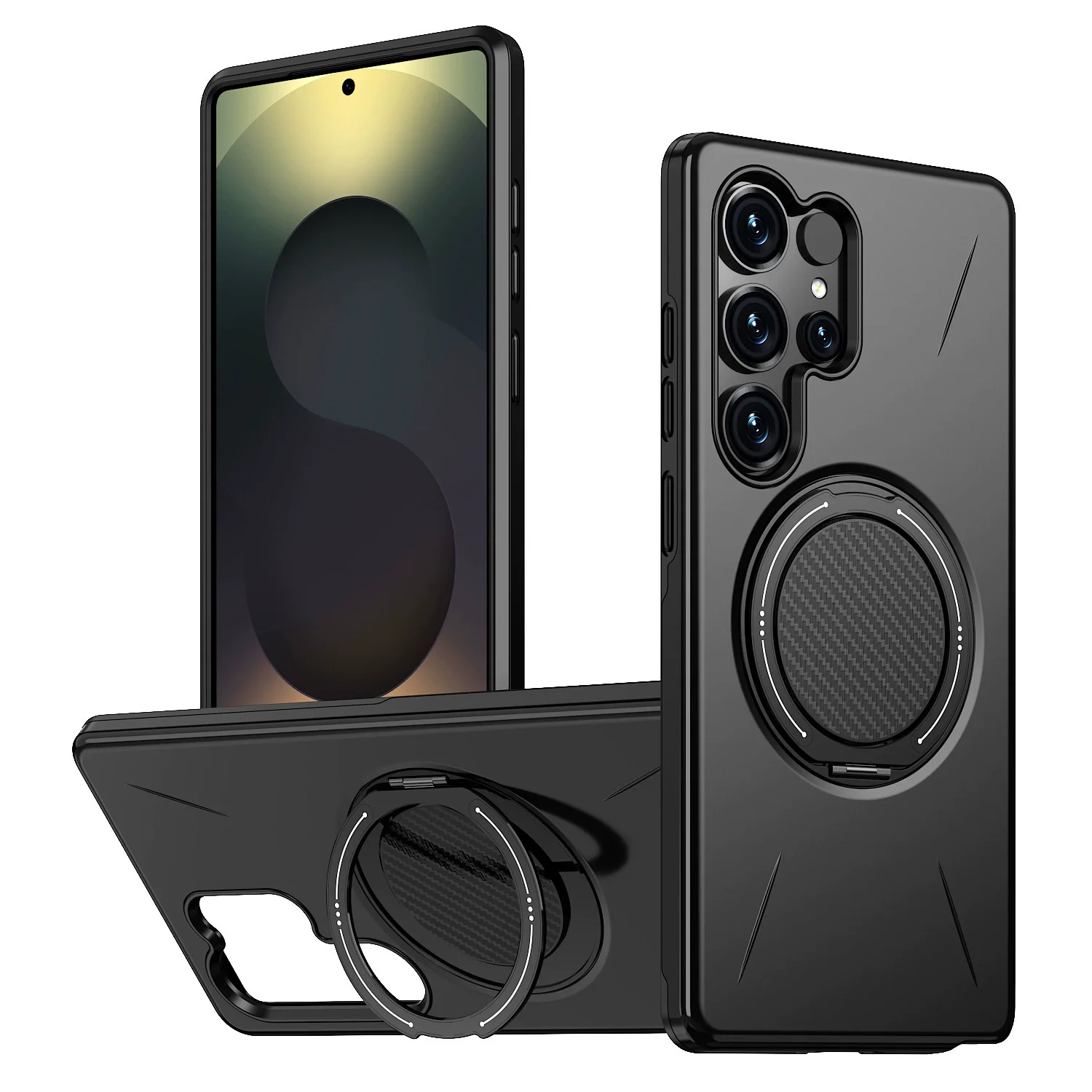 Dual Layer Magnetic Shockproof Phone Case with Ring Holder Stand & Kickstand