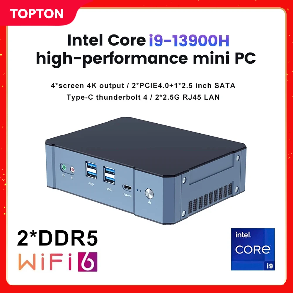 

13th Gen Intel Mini PC Gamer i9 13900H i7 13700H Thunderbolt 4 2*DDR5 2*PCIE4.0 Gaming Desktop Mini Computer 2*2.5G LAN WiFi6