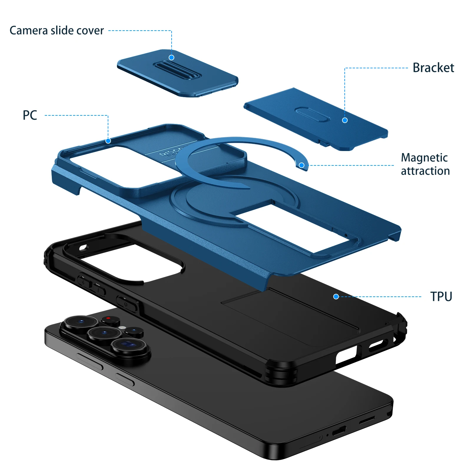 Enhanced Magnetic Wireless Charging Case with Shockproof Armor and Integrated Bracket