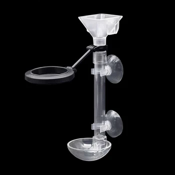 Alimentatore per pesci in acrilico per acquario, tubo trasparente, telescopico, multifunzionale, per acquario, con anello di alimentazione
