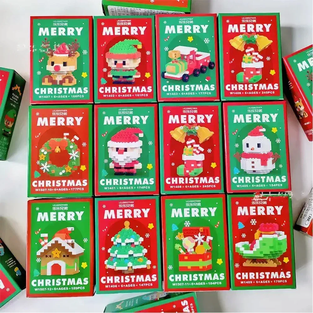Festive Santa & Reindeer Building Block Puzzle - Christmas Party Table Decoration Toy Set