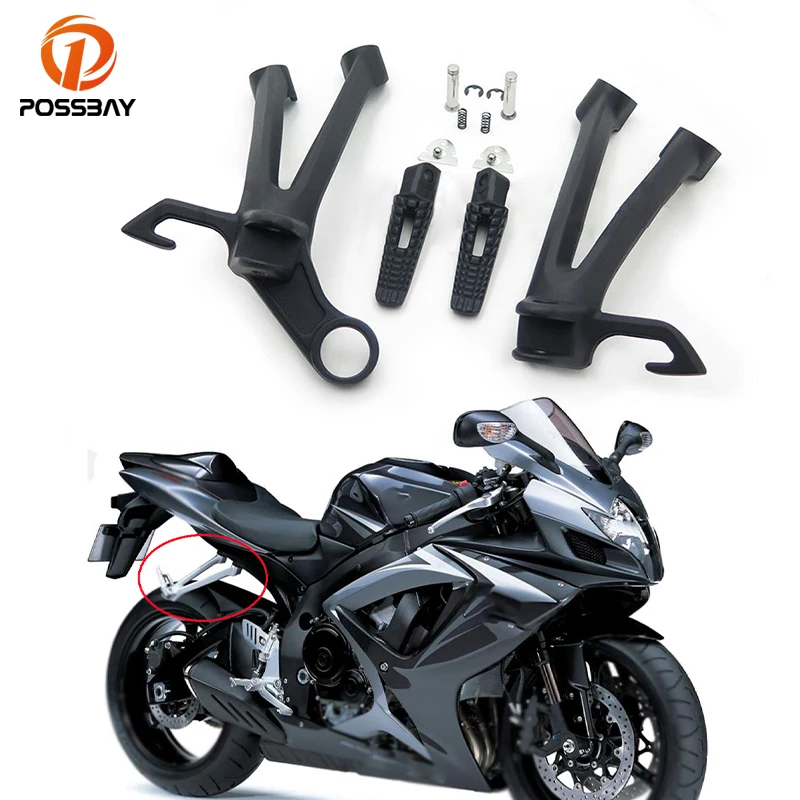 Motorcycle Rear Passenger Footrest Foot Pegs Pedals Black Bracket Accessories for Suzuki GSXR