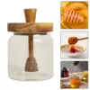 Glass Beehive Honey Pot Washable Clear with Lids and Wooden Dipper Honey Jar for Wedding Party Dining Table Office Home Kitchen 1
