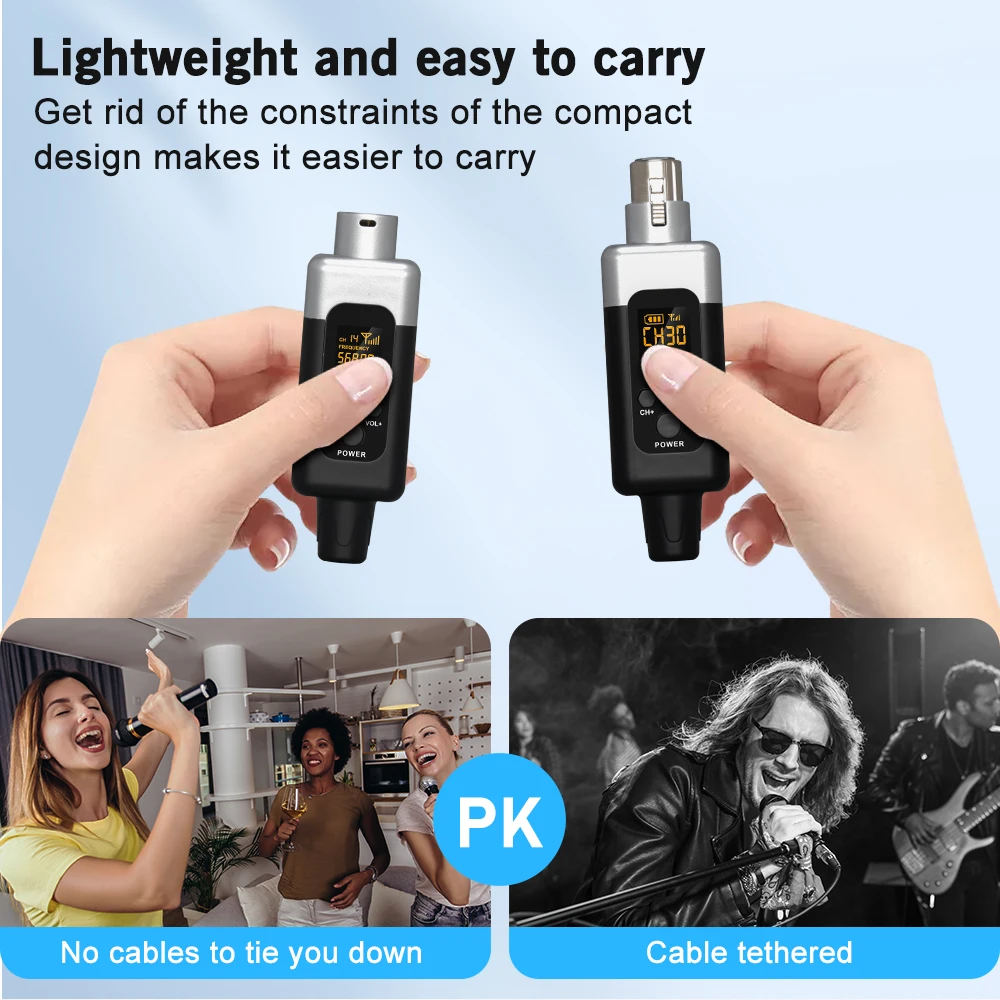 48V/0V UHF Wireless Microphone Converter XLR Transmitter and Receiver Microphone Wireless System for All Kind Microphone