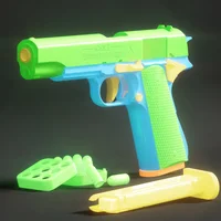 Radish Gun Plastic Model 1911 Pistol Luminous Shell Throwing Experience Kids Safe Soft Bullet Decompression Handgun Boys Toys 1