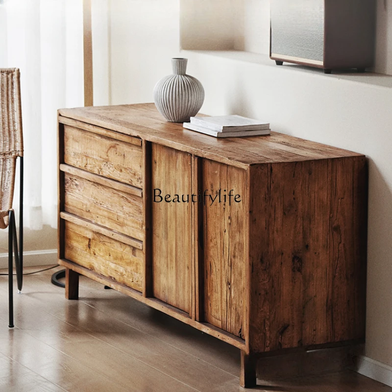 

Old Elm Wood Solid Wood Storage Cabinet Middle-Ancient Furniture Storage Cabinet Integrated Wall Home