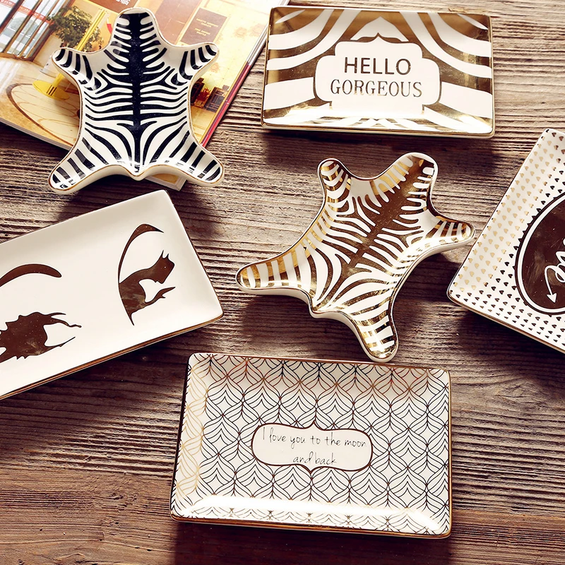 Ceramic Dessert Plates Small Ceramic Dish Plate Decorative Tray Bathtub Tray Snack Saucer Jewelry Dish Earrings Trays Holder
