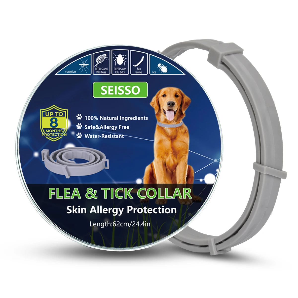 SEISSO Dogs Mosquitoe Repellent Collar Pet Antiparasitic Anti Flea Tick Collar For Small Large Dog Cat Leash RetractabAccessorie new flea killer adjustablepet dog puppy cat mosquito flea tick repellent collar insect repeller neck ring necklace pet gift