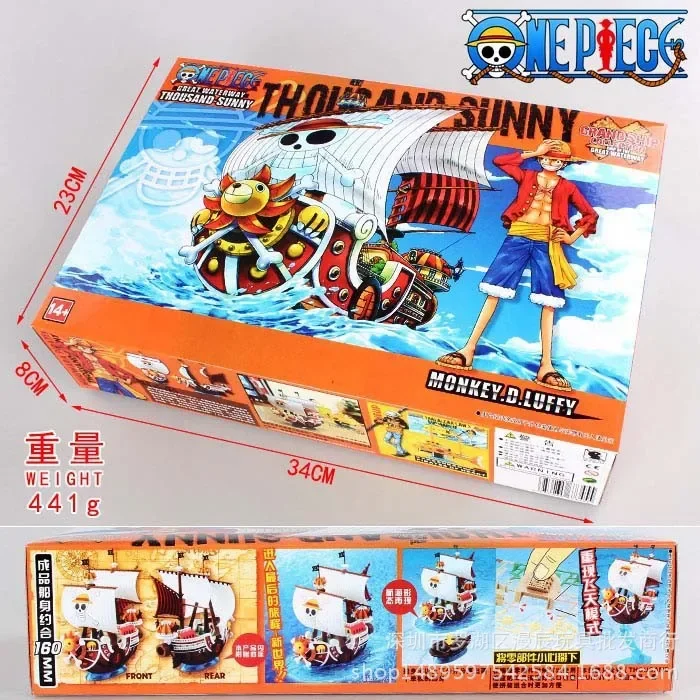 thumbnail image 1 of Hot Anime One Piece Marine Pirate Boat Thousand Sunny Figurines Statue Pvc Action Figure Collection Model Assembled Ship Toy, 1 of 5