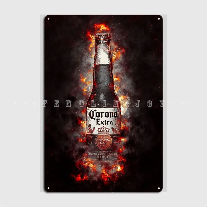 Cartel de Metal con forma de Corona en fuego para pared, cartel de estaño divertido para decoración de garaje, cueva, Club y Bar