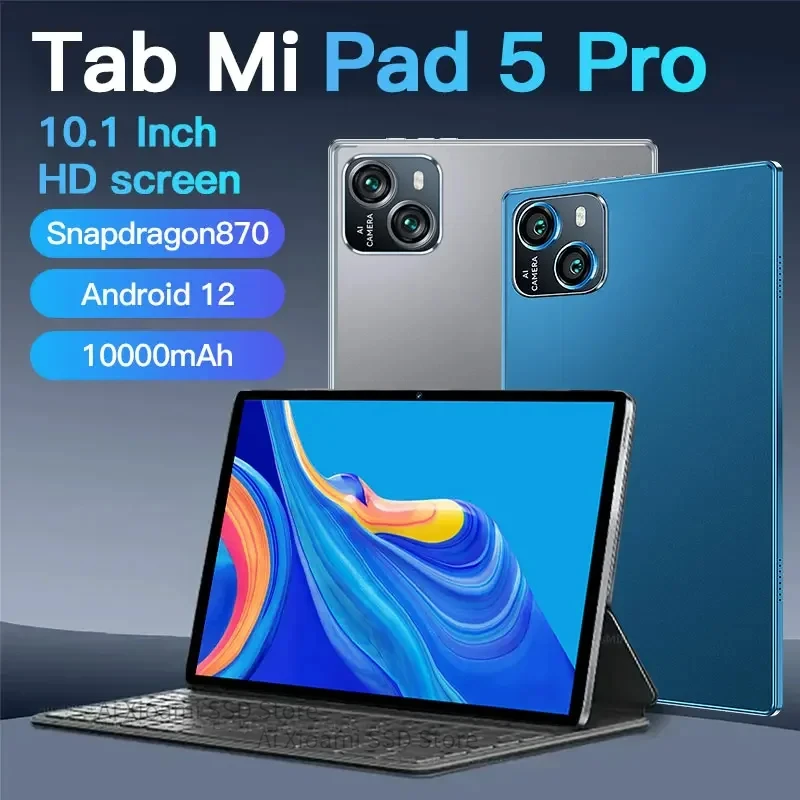 

Global Version 10.1 Inch Tablet Android 12 16GB+512GB 4G Phone Call snapdragon 870 Tablet 5G WiFi 10000mAH Kids Learning Tab
