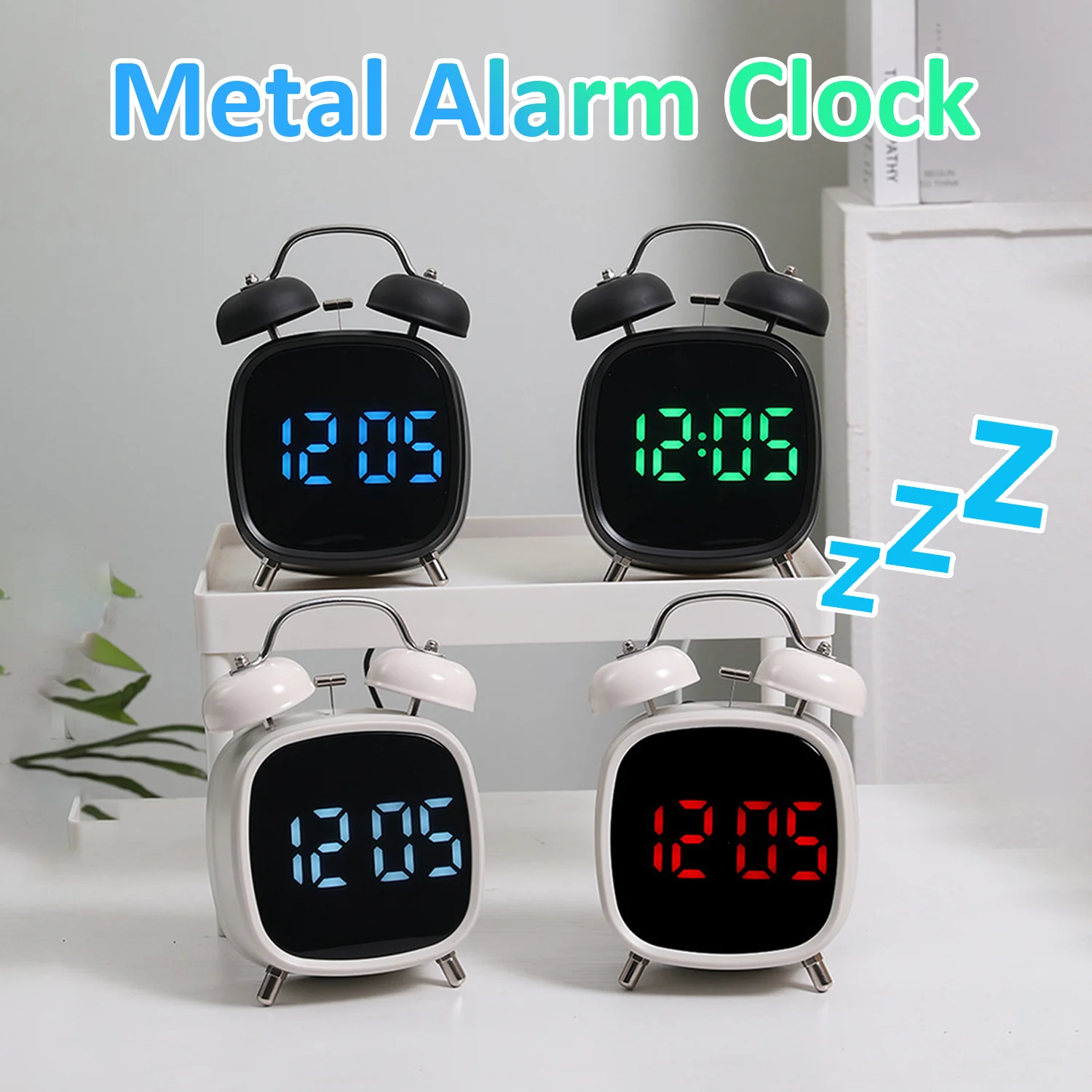 Multifunction Alarm Clock Metal Alarm Clock With Powerful Bell LED Screen  Plug-In Children's Clock for Heavy Sleepers Home Decor - AliExpress 15, image size:1500x1500