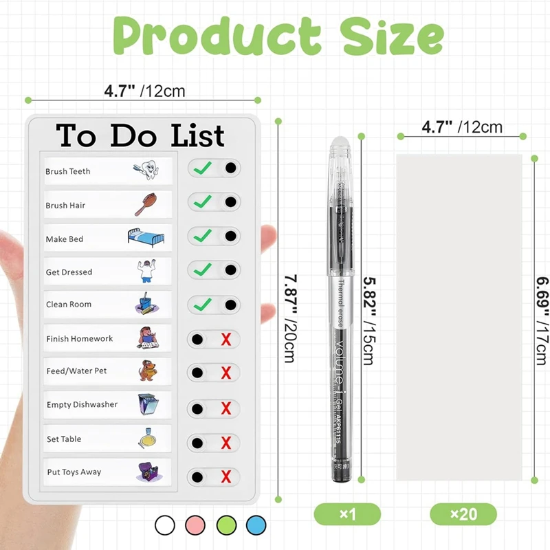 Chore Chart Set For Kids-Daily List Board,Family Daily Planner,Message Board With Slider For Classroom,Home Travel