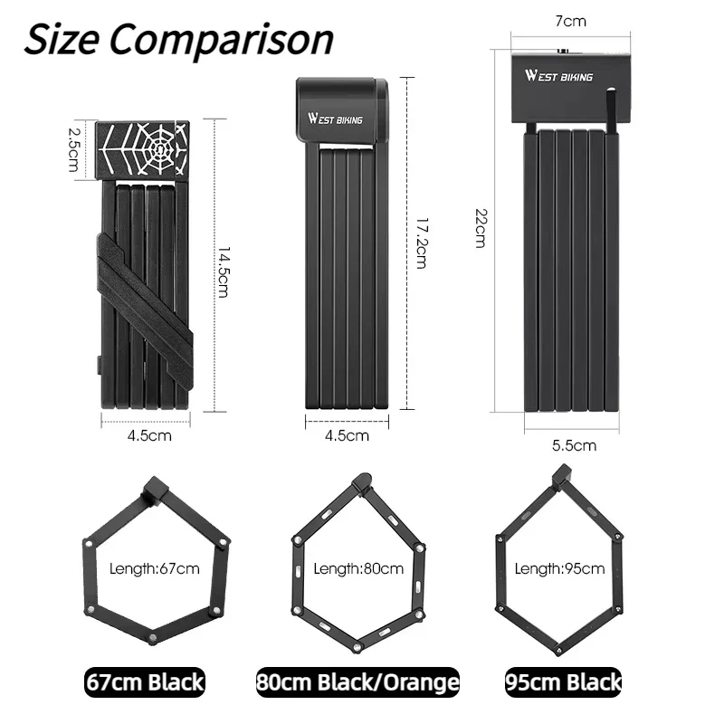 High-Security Portable Folding Bike Lock - Durable Anti-Theft Lock for Bicycles and Scooters