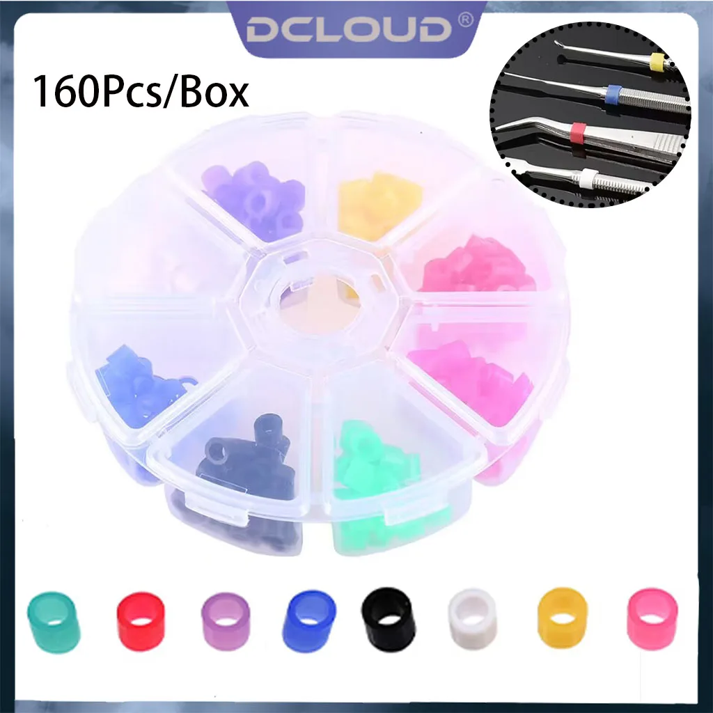 

DCLOUD 160Pcs/Box Multi-Color Dental Silicone Instrument Color Code Rings Autoclavable Disinfection Orthodontic Universal Circle