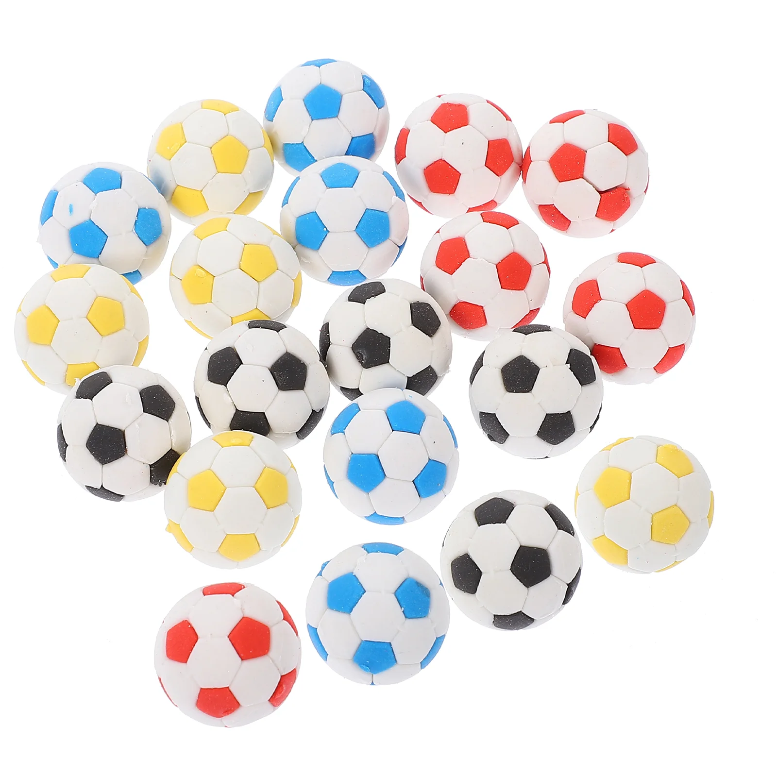 

20 Pcs Pencil Football Eraser 3d Cartoon Small Shape 20pcs Mixed Color Student Erasers for Kids