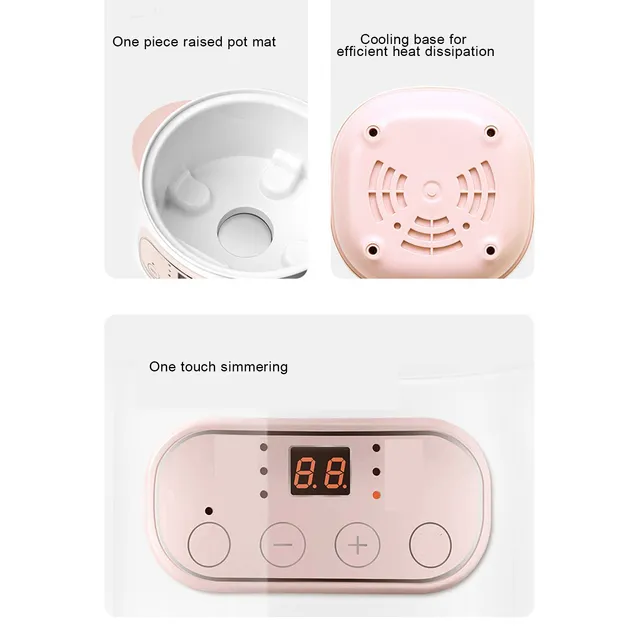 Pentola per stufato elettrica 1L 200W Anti Bruciare a secco Fornello elettrico intelligente in ceramica per porridge Zuppa di riso Mini fornello di riso 5