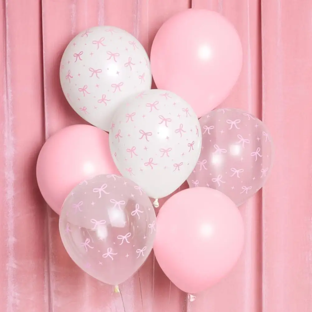 60-30 Stück Schleifendesign Latexballons 12 Zoll Weiß Rosa Schleifenmuster Ballons für Mädchen Geburtstagsfeier Babyparty Hochzeitsdekoration – Detail 3