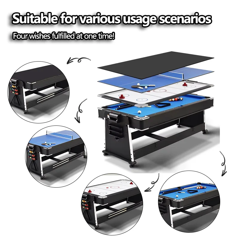 High Quality 4 1 Pool Table 8ft 9ft Multi-Functional Game Table Home Snooker 8ft 9ft 4 1 Pool Factory Plastic