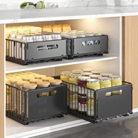 ชั้นวางของในครัว ชั้นวางเครื่องปรุงในบ้าน ชั้นวางของในห้องน้ำ ตู้เก็บของในตู้ลึก ตะกร้าเก็บของภายใน กล่องเก็บของแบบดึงออกได้ 2