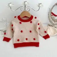 2024 Ins Korean Autumn Kids Baby Girls Sweater Cotton Knitted Long Sleeve Infant Girls Pullovers Handmade Ball Toddler Girls Top 1