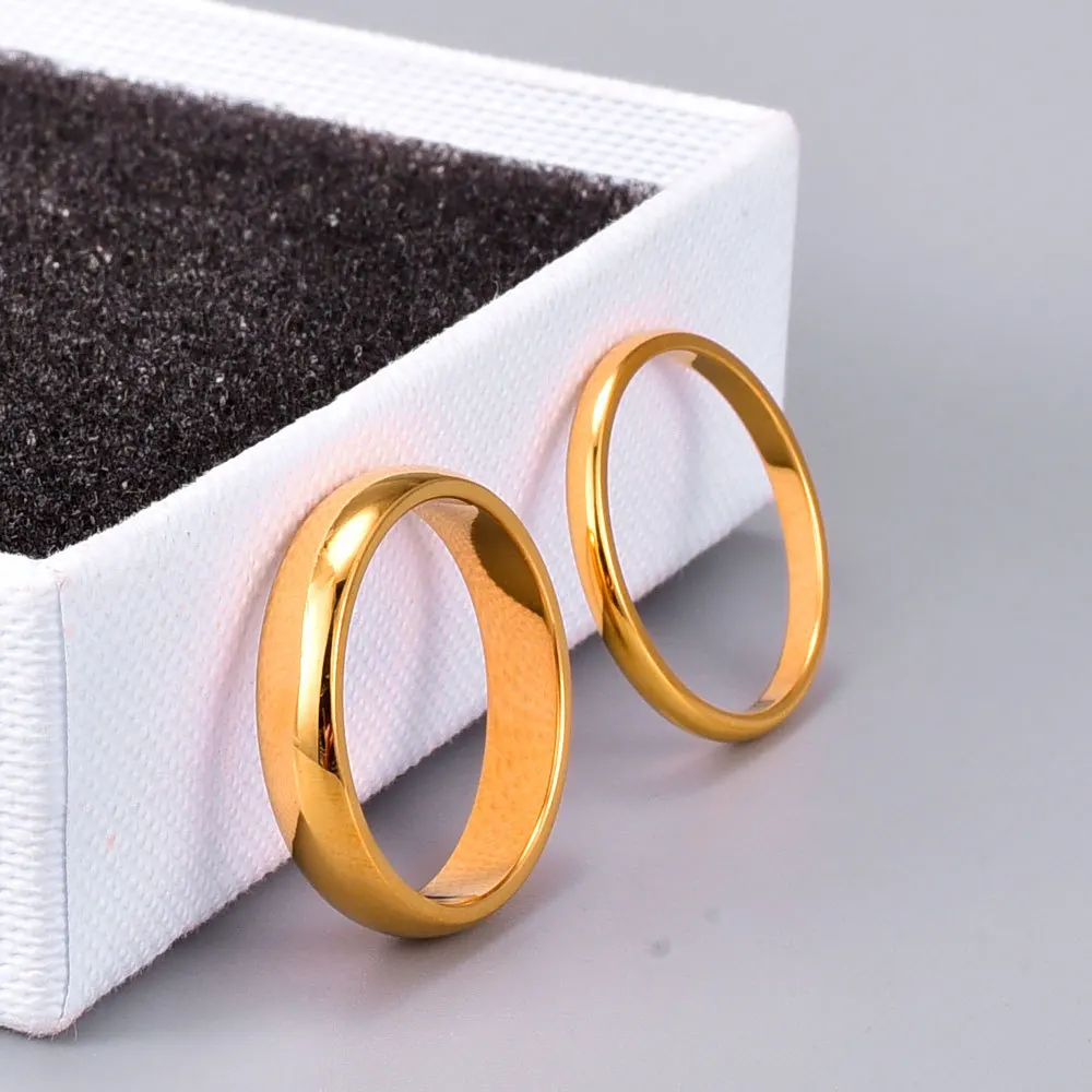 Womens Ring J98 French simple wide surface smooth For women stainless steel gold jewelry