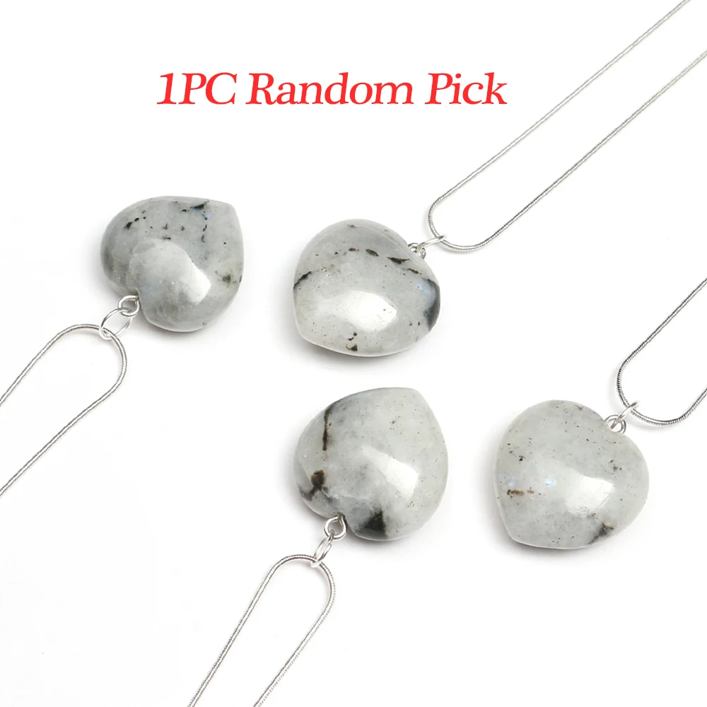 Mineraali Casuale 1 Pz Cuore Naturale Labradorite Pietra Ciondolo Pietra Preziosa Di Cristallo Pietra Di Luna Amore Forma Collane Accessori Gioielli
