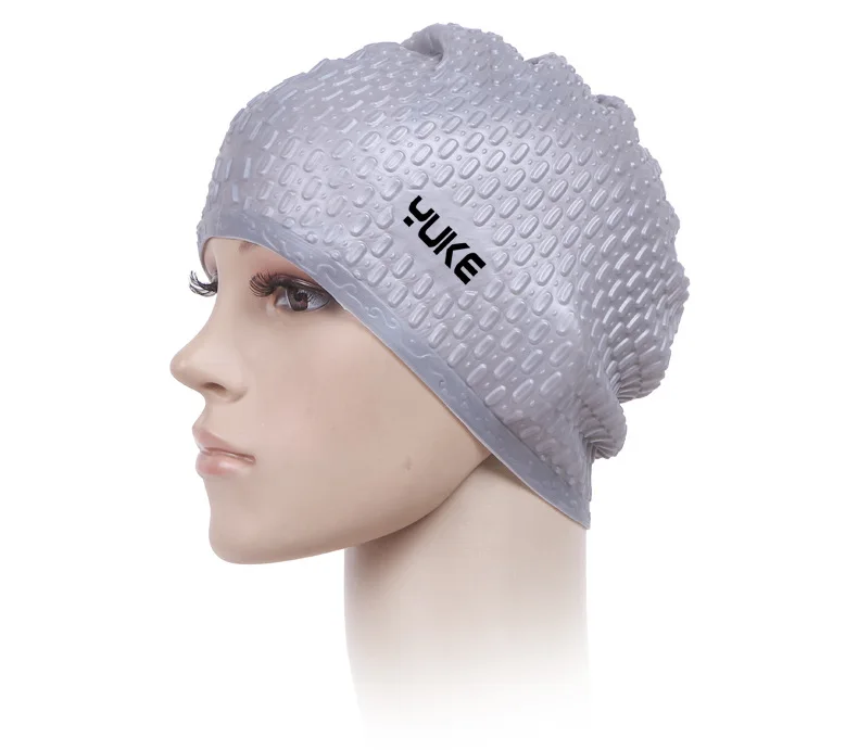 YUKE Silicone Swimming Cap Unisex Flexible Waterproof Adult Waterdrop Swimming Head Cover Protect Ear Pool Bath Cap Badmuts 4