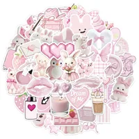 50PCS Pink Cartoon Graffiti Fun Pink DIY Stickers Scrapbook Manual Mobile Luggage Skateboard Waterproof Stickers 1