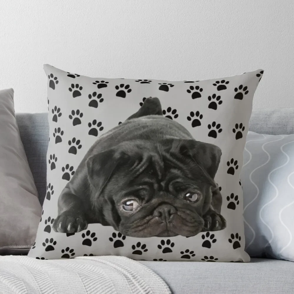 

Adorable Black Pug Throw Pillow Cushion Child home decor items Ornamental Pillow