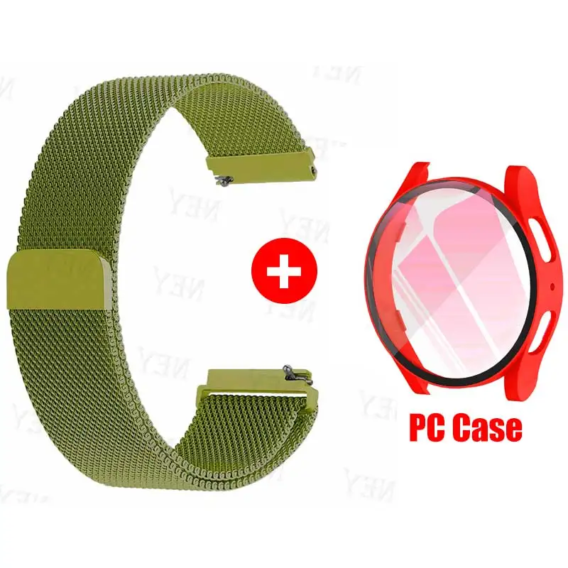 Premium Glass Case and Milanese Loop Strap with 20MM Band and PC Protector Cover Bumper