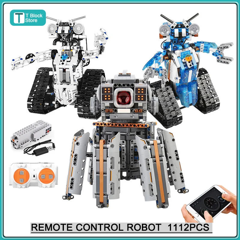 

Technical Creative The APP&RC Motorized Robot With Led Part Model Intelligent Building Blocks Toys for Childrens Christmas Gifts