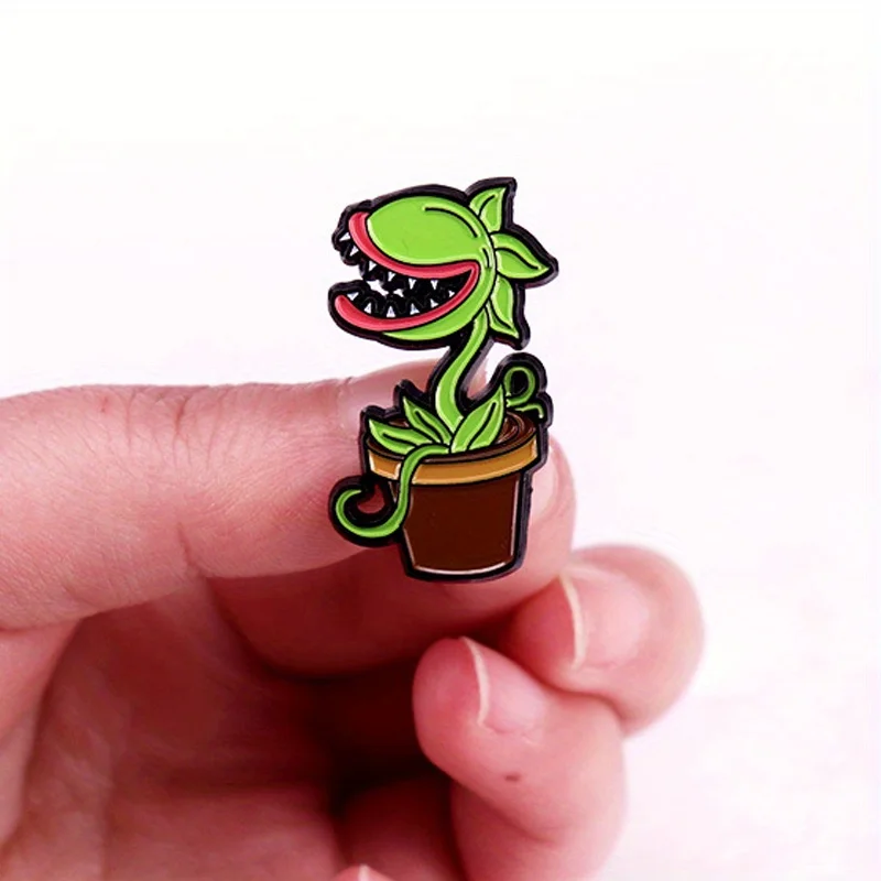 Grüne Kannibale Blumenbrosche, lustiges Pflanzenabzeichen-Zubehör