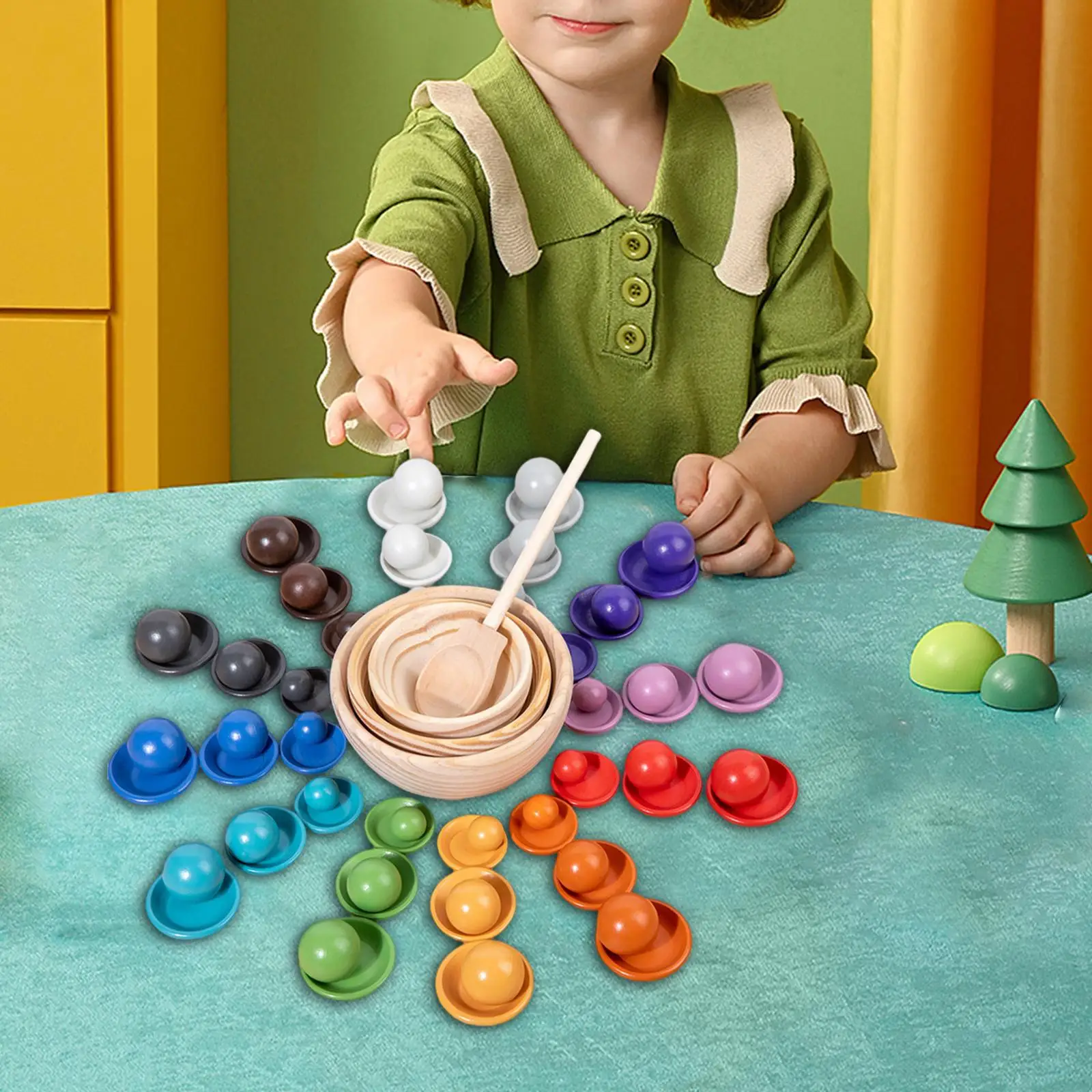 

Rainbow Balls on Plates Preschool Sensory Toys for Age 3 4 5 6 7 8 Todders