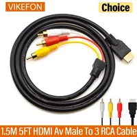 1.5M 5FT HDMI-Compatible Av Male To 3 RCA Conversion TV Set-Box DV DVD Audio Video Cable to 3rca Digital Wire Converter Adapter