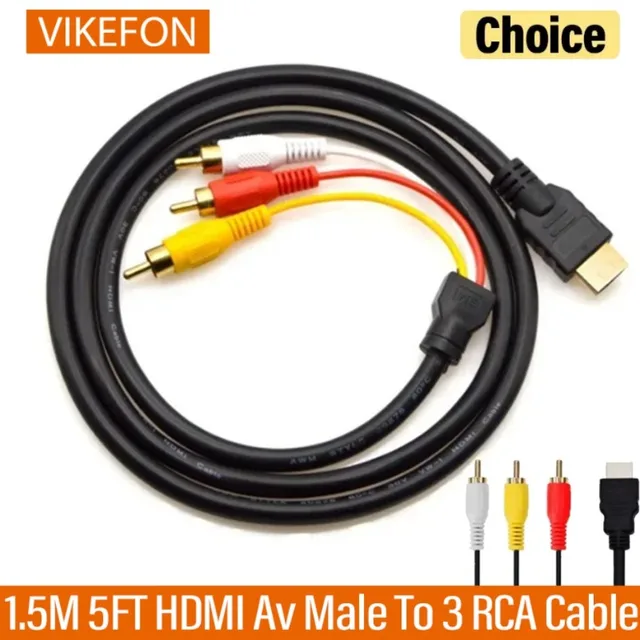 1.5M 5FT HDMI-Compatible Av Male To 3 RCA Conversion TV Set-Box DV DVD Audio Video Cable to 3rca Digital Wire Converter Adapter