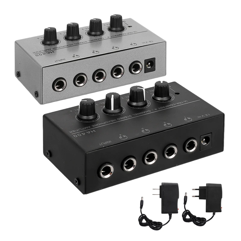 Headphone Amplifier Mini Audio Stereo 4 Channels With US EU Power Adapter