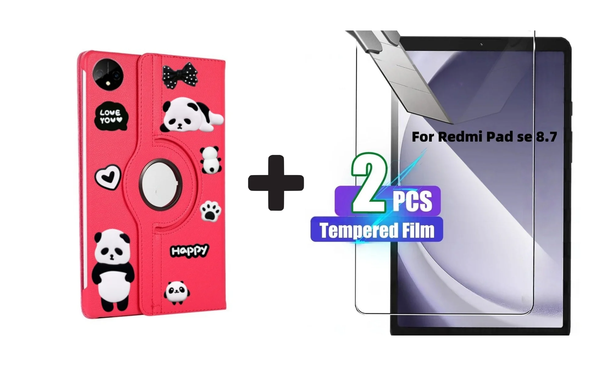 Premium 360° Rotating PU Leather Stand Tablet Case - Universal 8.7 Inch Cover