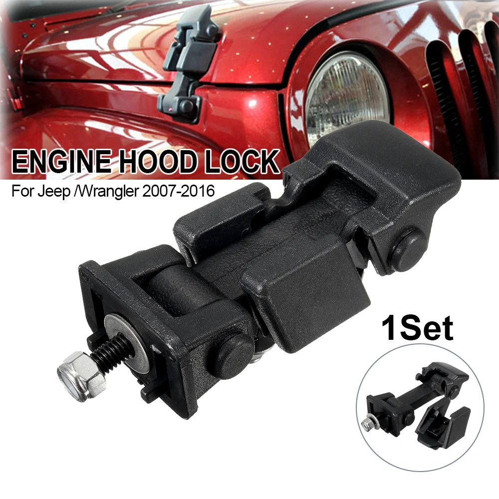 1 Set Bracket Latches Black Hood Lock Bracket Latches Buckle Holder For Jeep /Wrangler 2007- Car Hood Catches Accessories