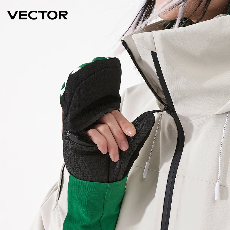 Vector Women Men Outdoor Double Board Snowboard Kevlar Waterproof Wear-resistant Semi Detachable Gloves 3M Cotton 3