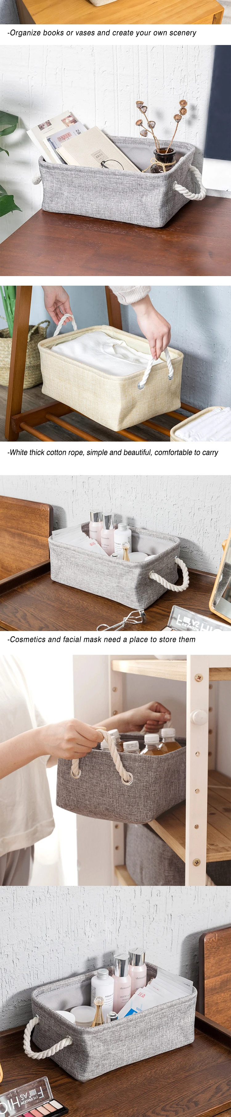 Description Picture 3 of itemFolding Storage Basket Linen Storage Fabric Wardrobe Office Bedroom Closet Kids Toys Laundry Basket Sundries Storage Box