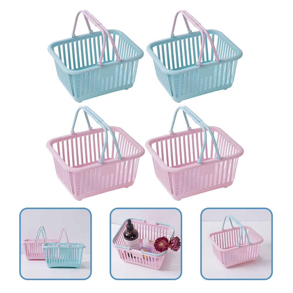 

Storage Basket Picking Basket Plastic with Handles Storage Bathroom Small Baskets Mini Shower Bins Shopping Childrens Toys